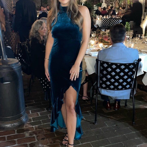 Lovers and Friends Teal Velvet Dress - Picture 5 of 5